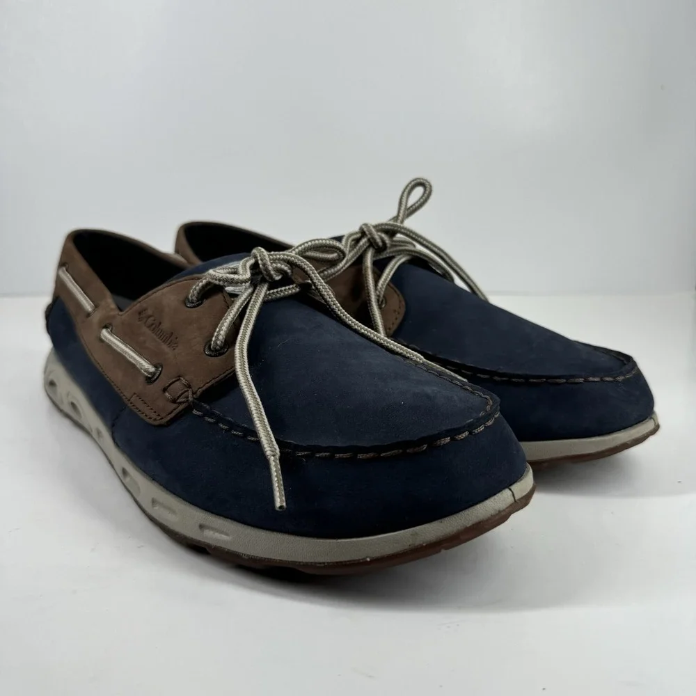 Columbia PFG Bonehead Vent Men's US 14 Navy Blue Leather Boat Shoes BM4438-464